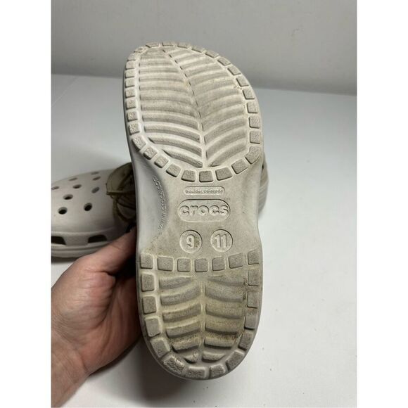 Crocs Islander Pitcrew Mens Size 9/ Women\'s 11 Boat Shoes Clogs Tan Leather*Note main image 4